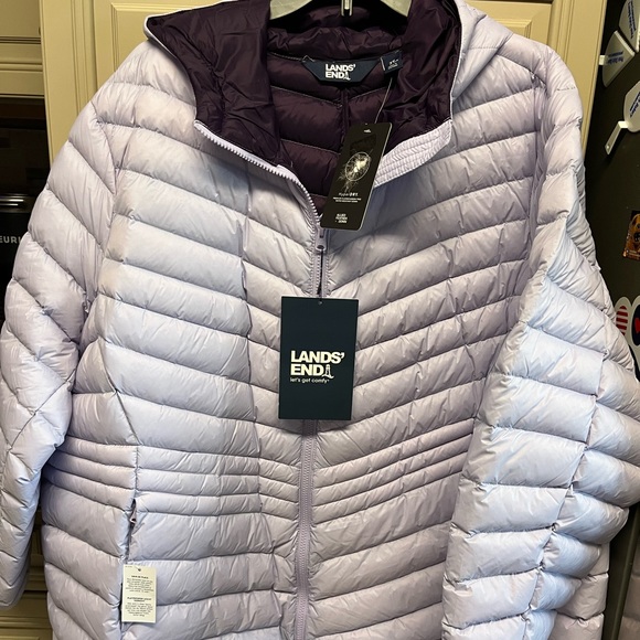 Lands End Down Ultralight Packable Hooded Jacket - Picture 1 of 9